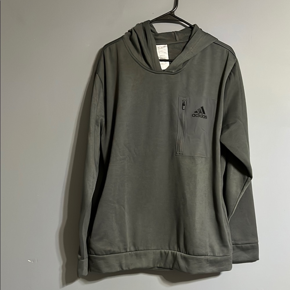 Adidas Men's Regular Fit Kangaroo Pockets Hoodie - Gray large - Picture 2 of 8
